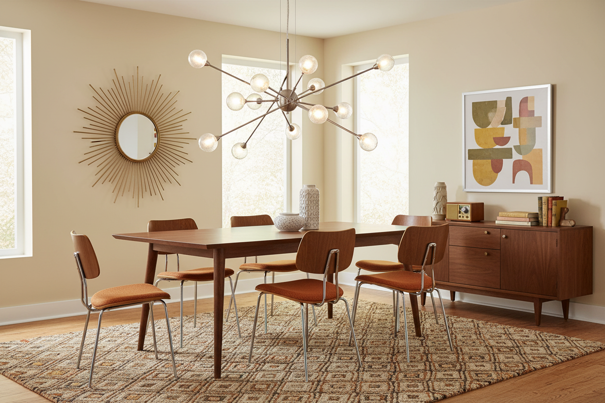 33" Mid-Century Silver Starburst Chandelier