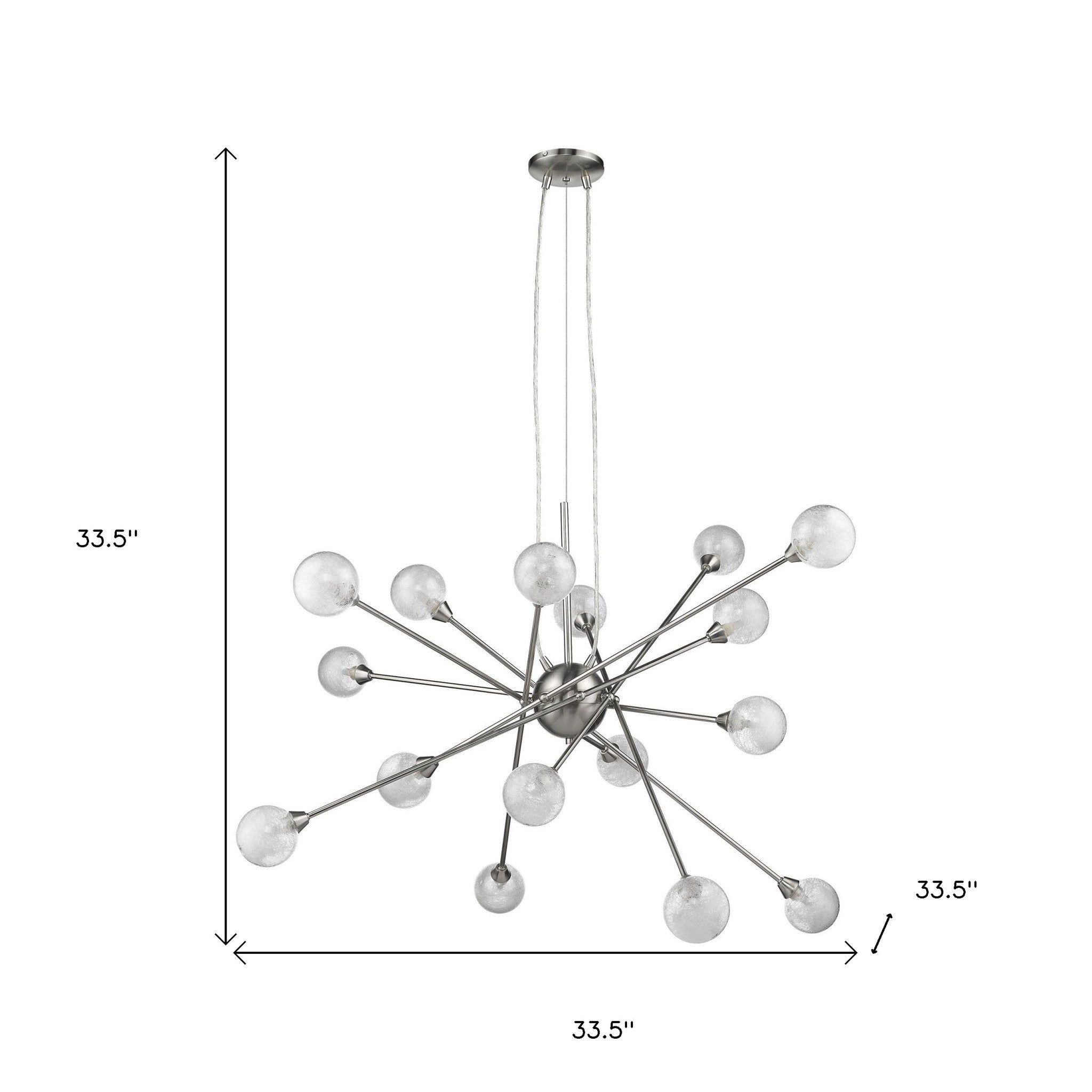 33" Mid-Century Silver Starburst Chandelier