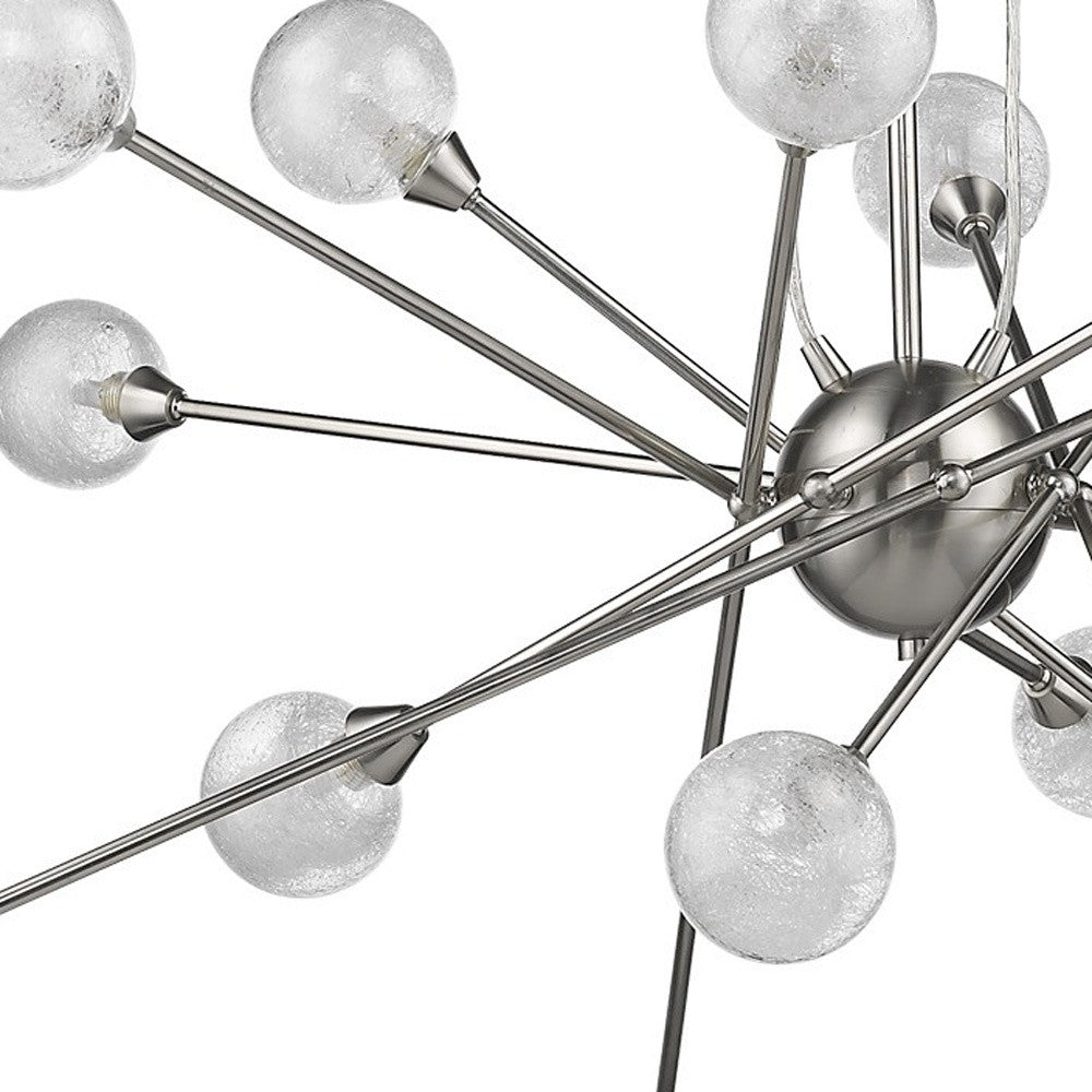 33" Mid-Century Silver Starburst Chandelier