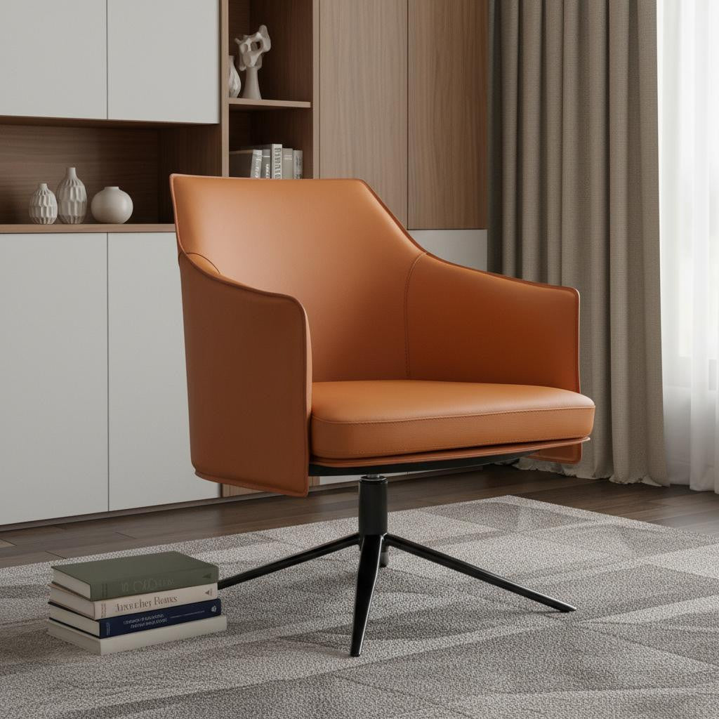 26" Faux Leather Spider Leg Swivel Chair
