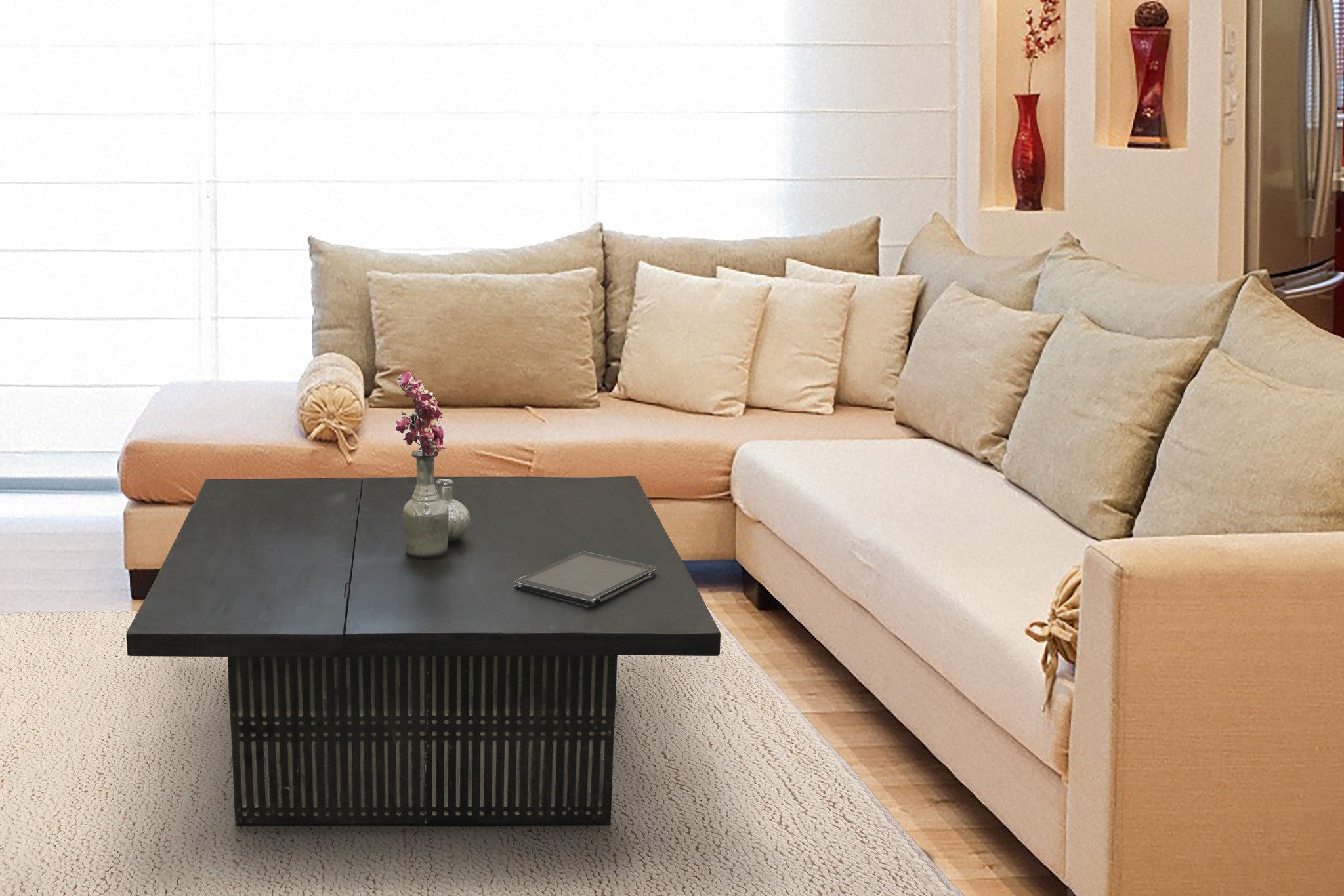 40" Wood Pedestal Storage Coffee Table