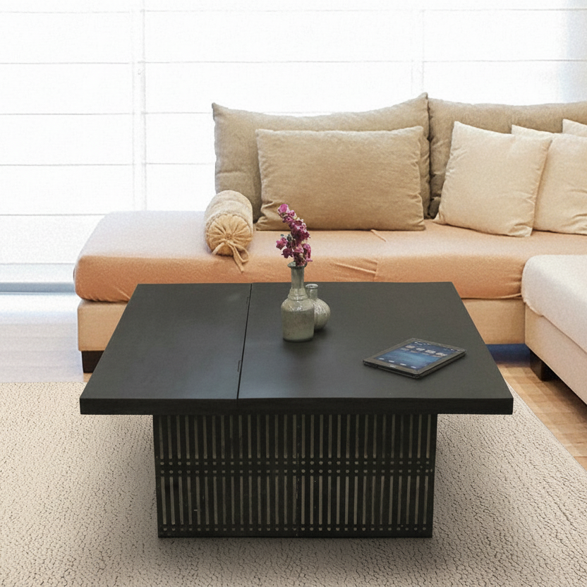 40" Wood Pedestal Storage Coffee Table