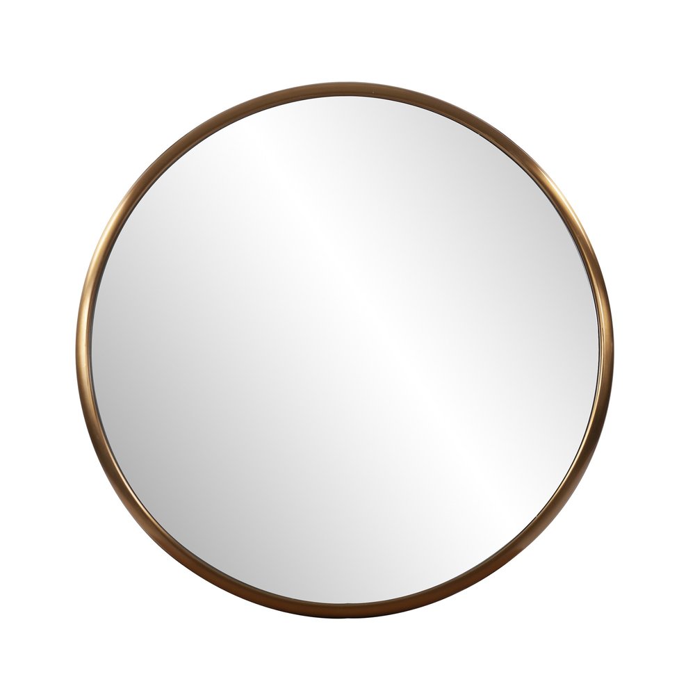 20" Antiqued Brass Round Metal Mirror