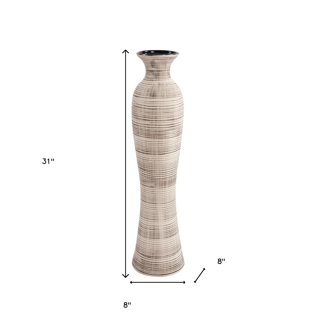31" Brown and Beige Bud Floor Vase