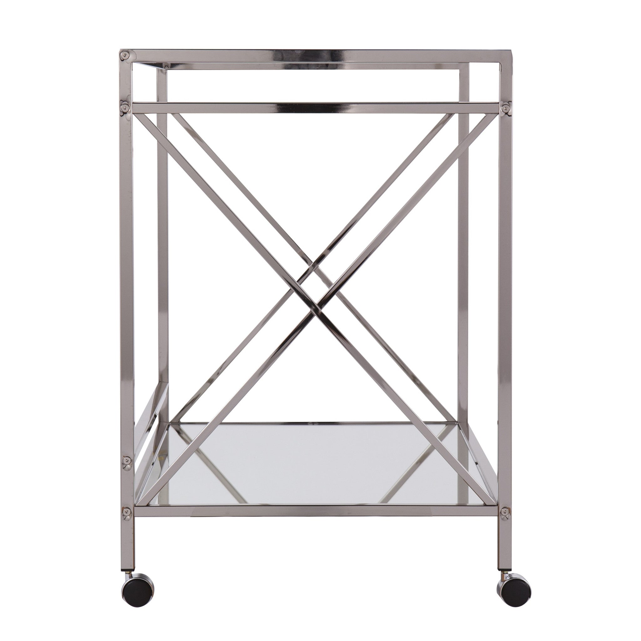 38" Silver Rectangular Bar Cart