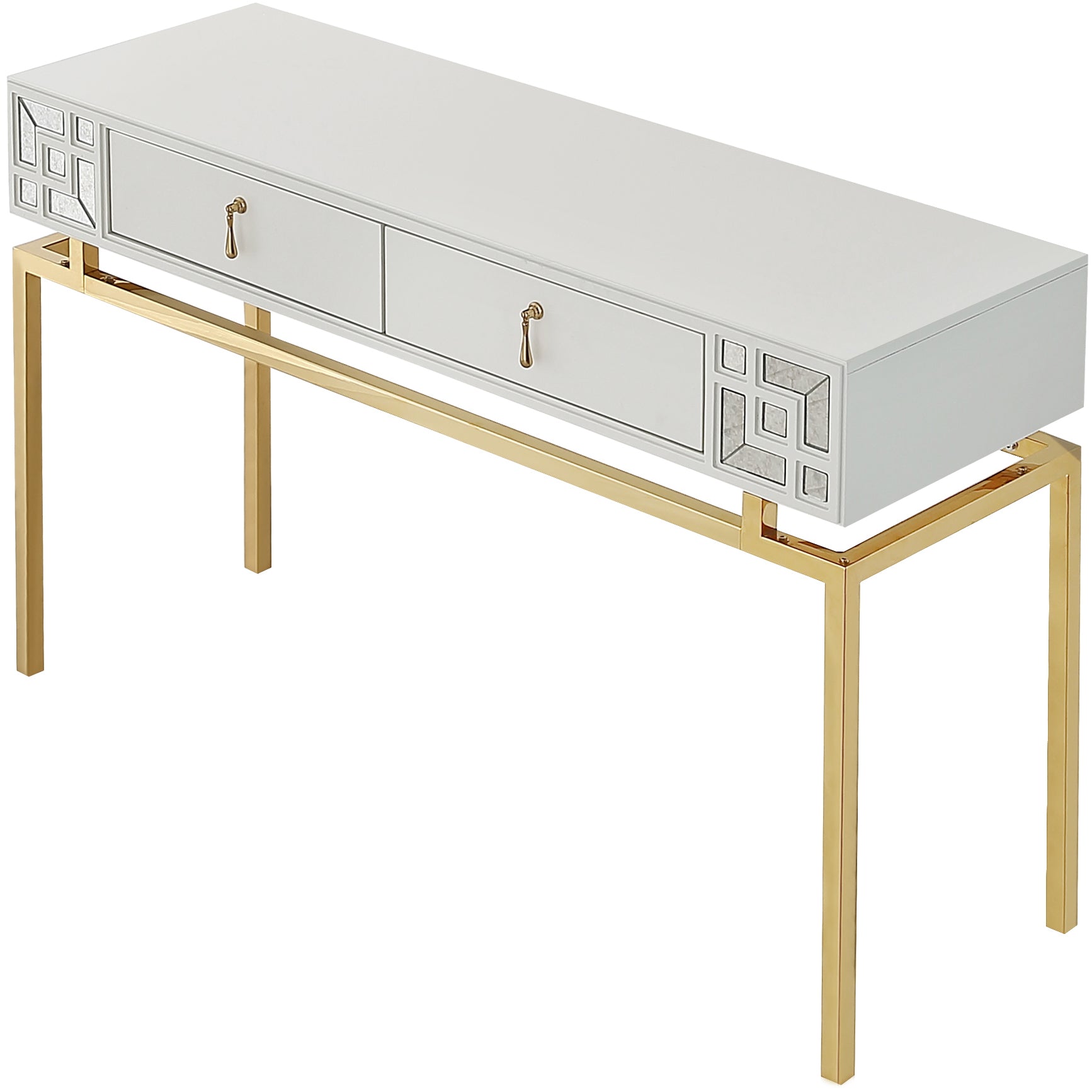 47" White and Gold Modern Console Table