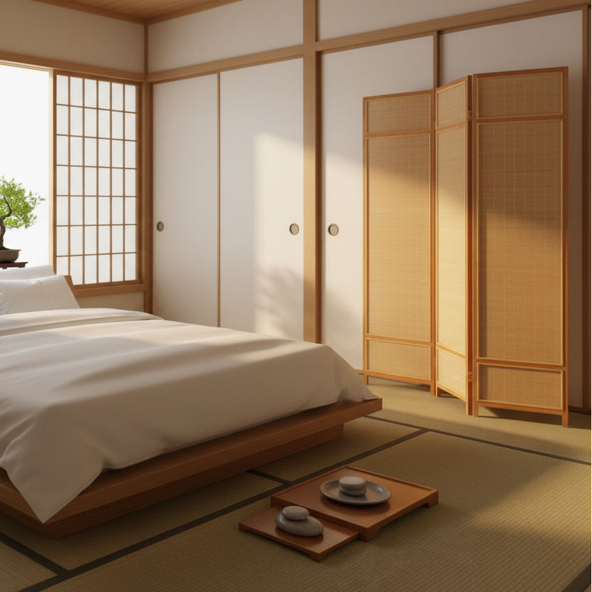 72" Brown Bamboo Folding Three Panel Room Divider