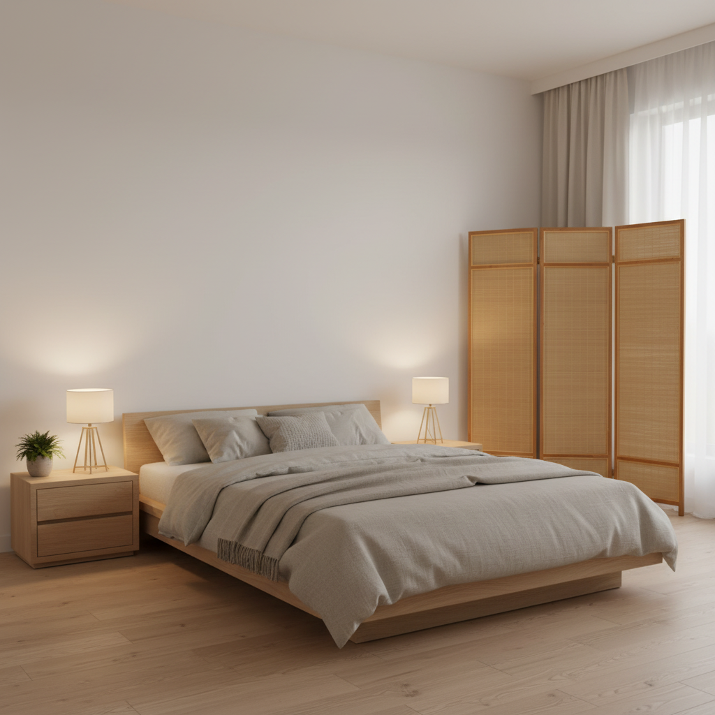 72" Brown Bamboo Folding Three Panel Room Divider