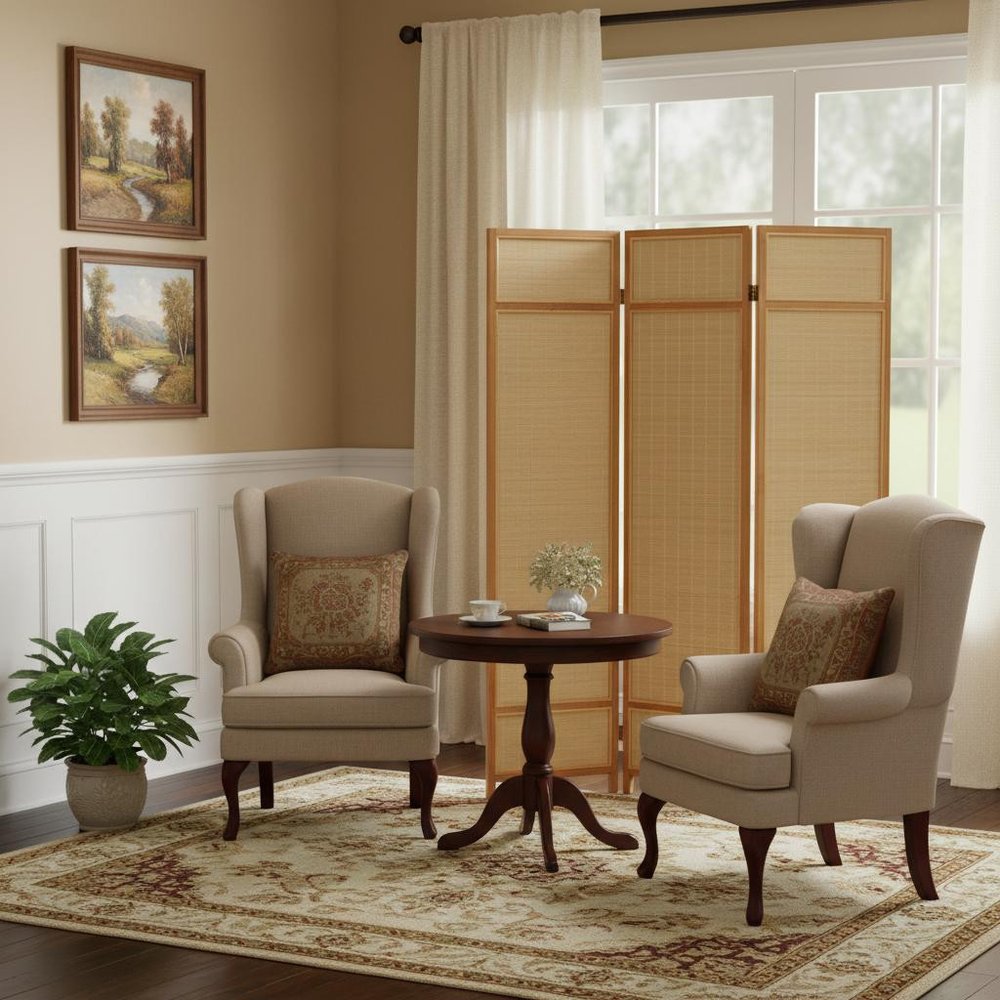 72" Brown Bamboo Folding Three Panel Room Divider