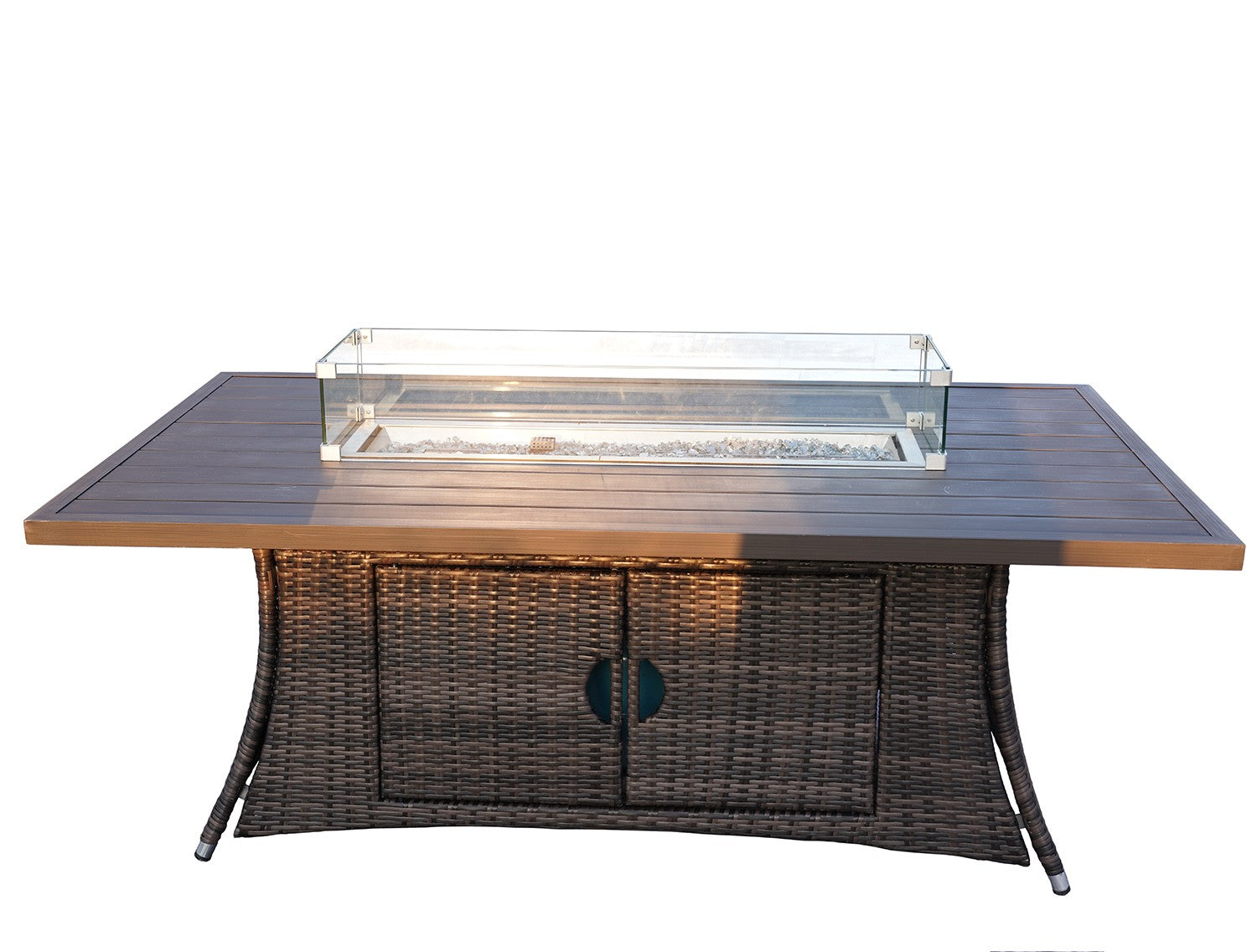 70" Brown Wicker Fire Pit Table