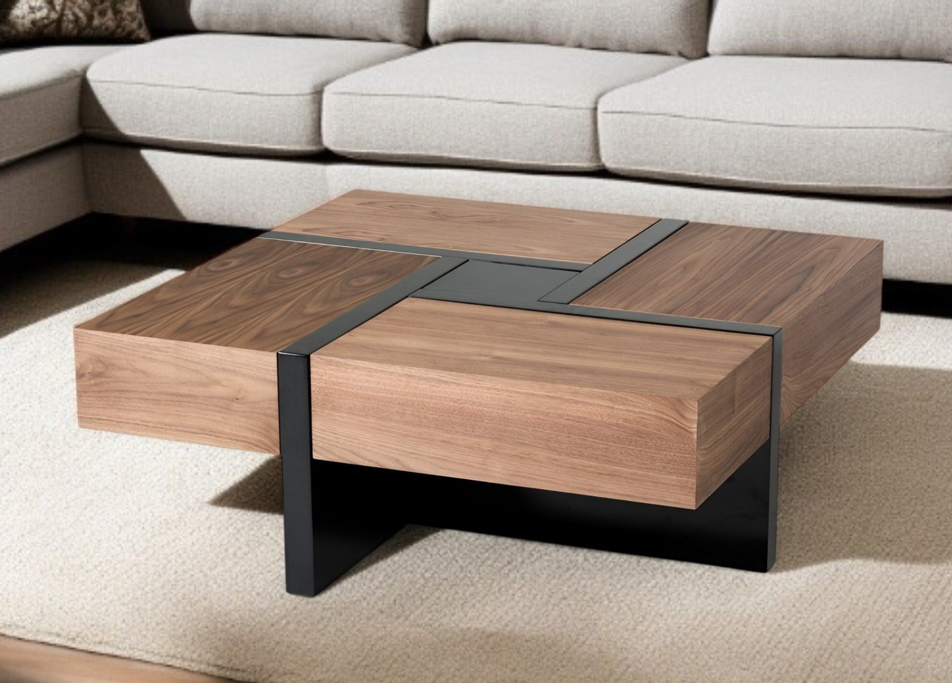 39" Expandable Modern Coffee Table with Storage