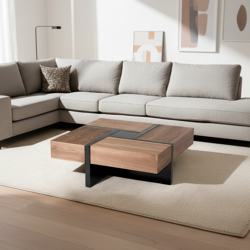 39" Expandable Modern Coffee Table with Storage