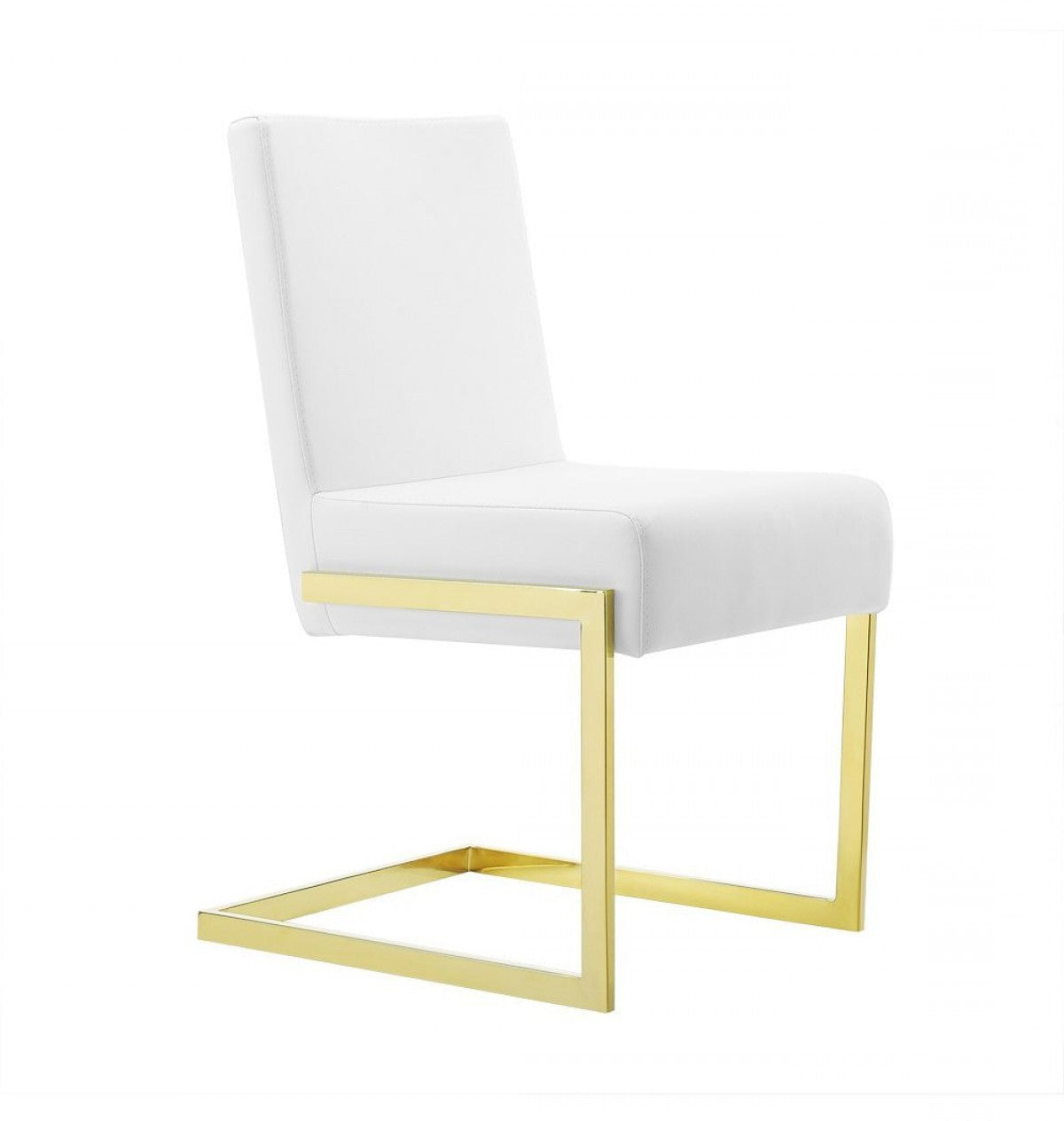 Set of Two 19" White and Gold Base Dining Chair