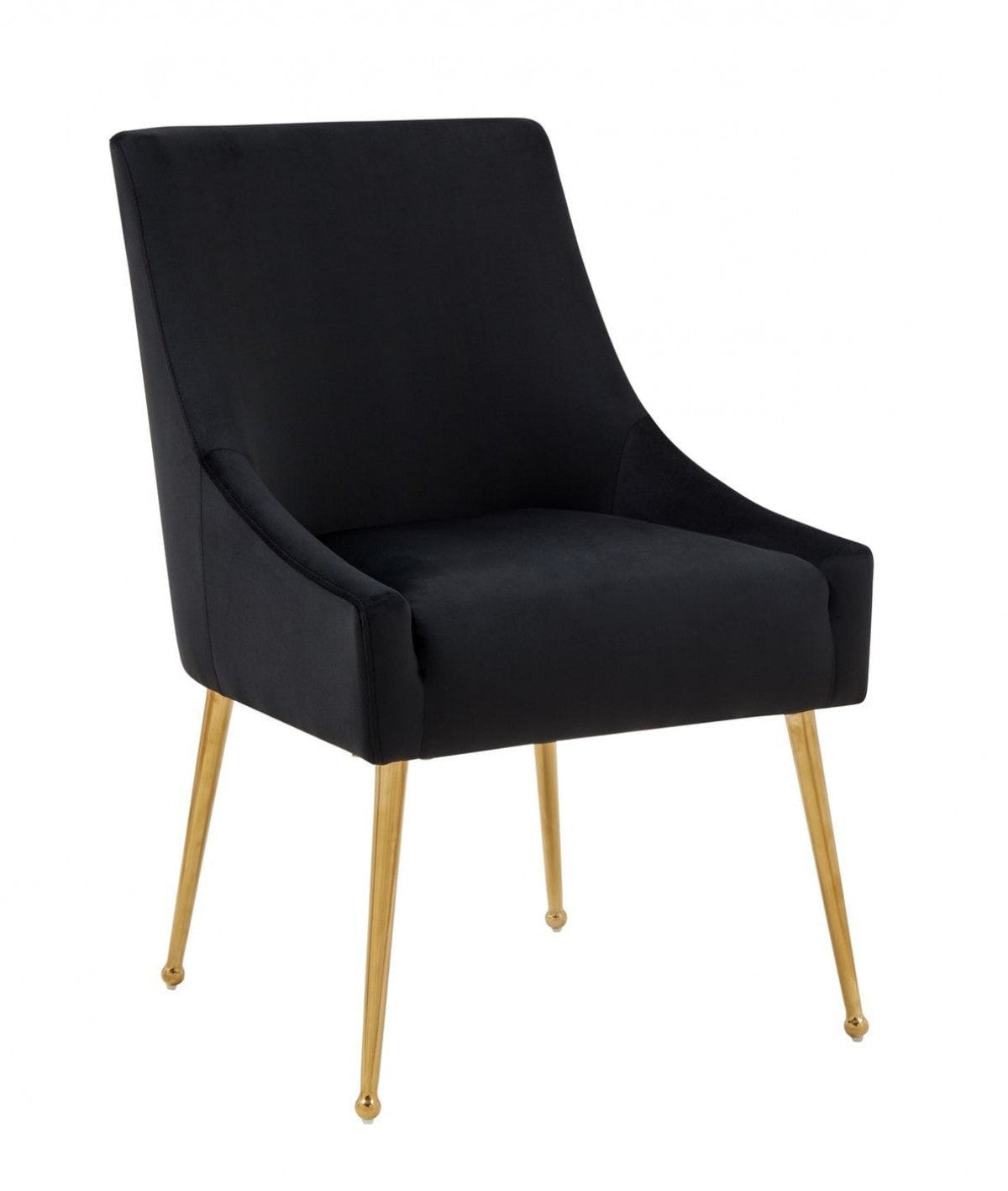 Set of Two 22" Black and Gold Velvet Dining Chairs