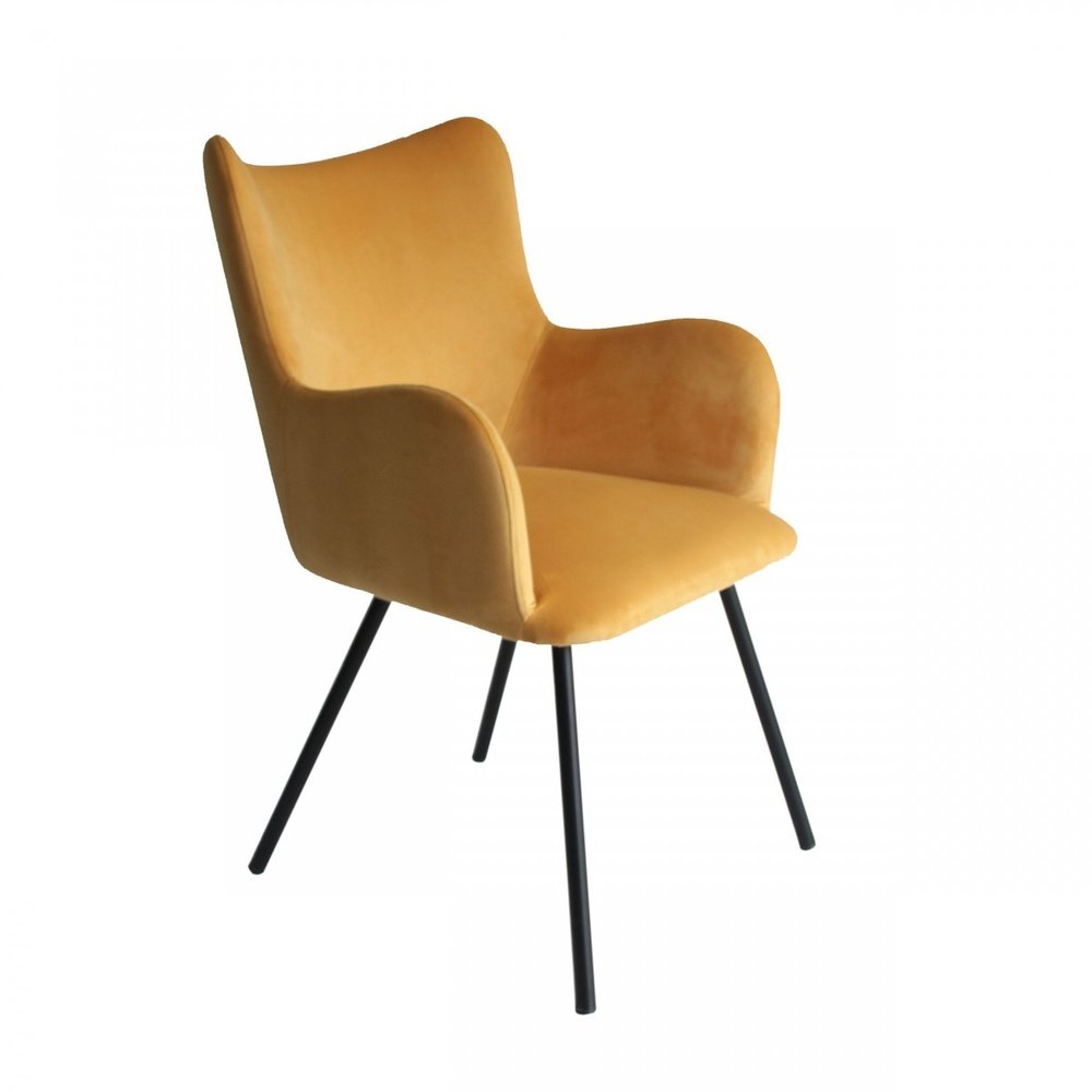 23" Yellow and Black Modern Wingback Dining Chair