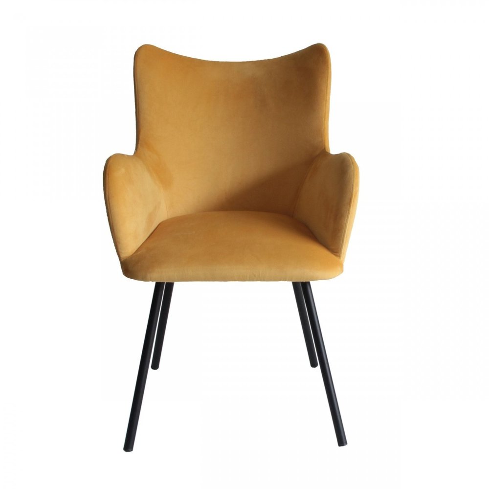 23" Yellow and Black Modern Wingback Dining Chair