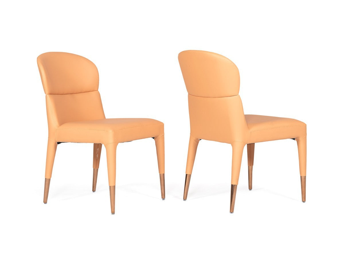 Set of Two 19" Peach and Gold Dining Chair