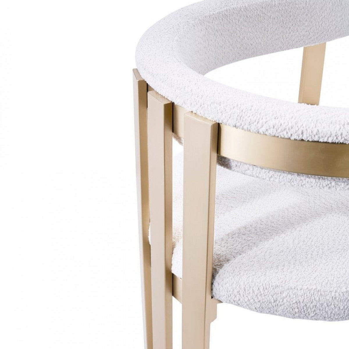 25" White and Gold Deco Barrel Back Dining Chair