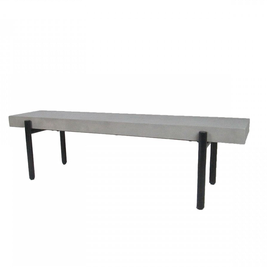 63" Gray Concrete Dining Bench