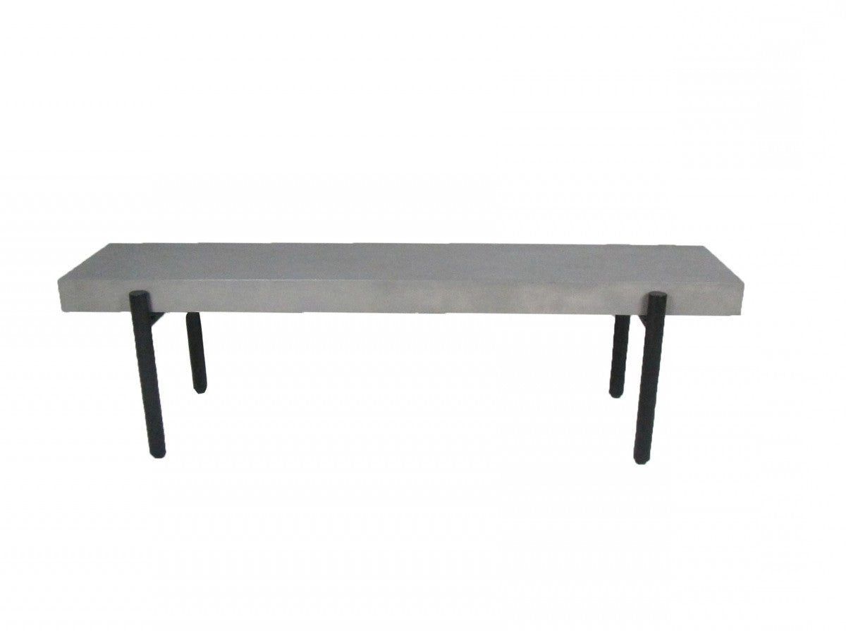 63" Gray Concrete Dining Bench