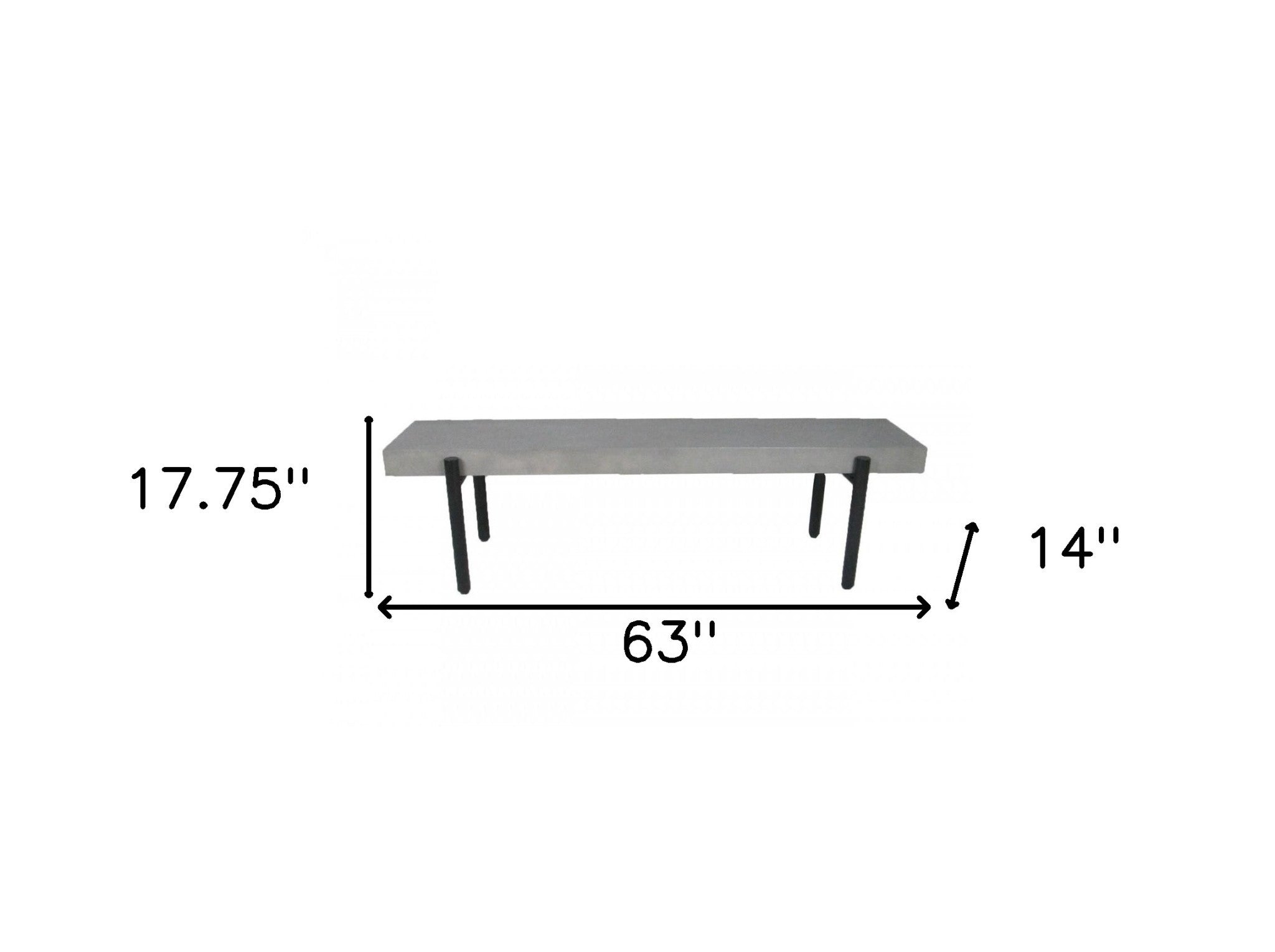 63" Gray Concrete Dining Bench