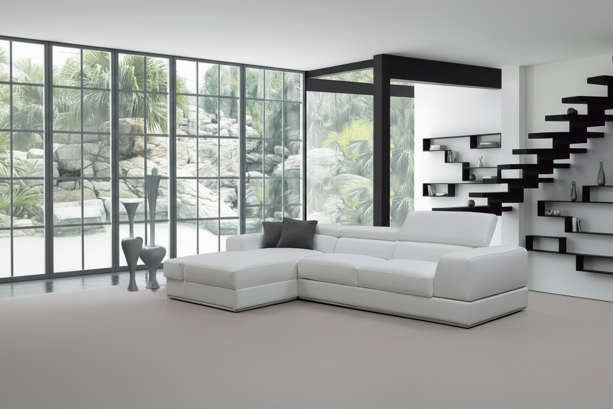123" 2 pc. LAF White Leather Sectional Sofa