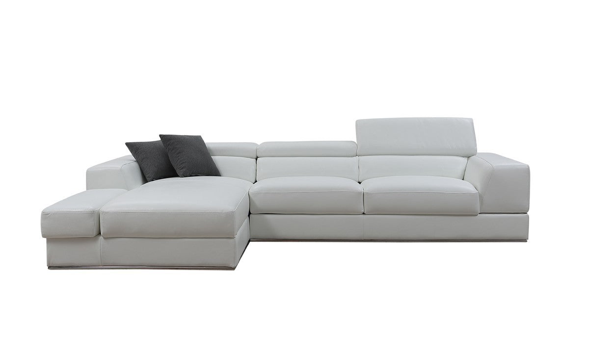 123" 2 pc. LAF White Leather Sectional Sofa