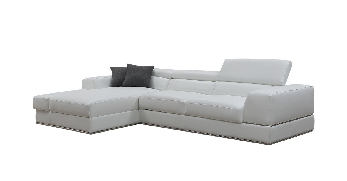 123" 2 pc. LAF White Leather Sectional Sofa