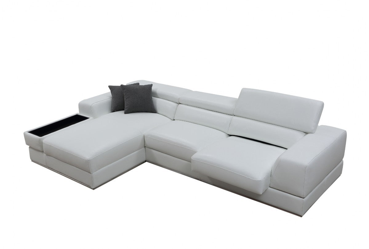 123" 2 pc. LAF White Leather Sectional Sofa