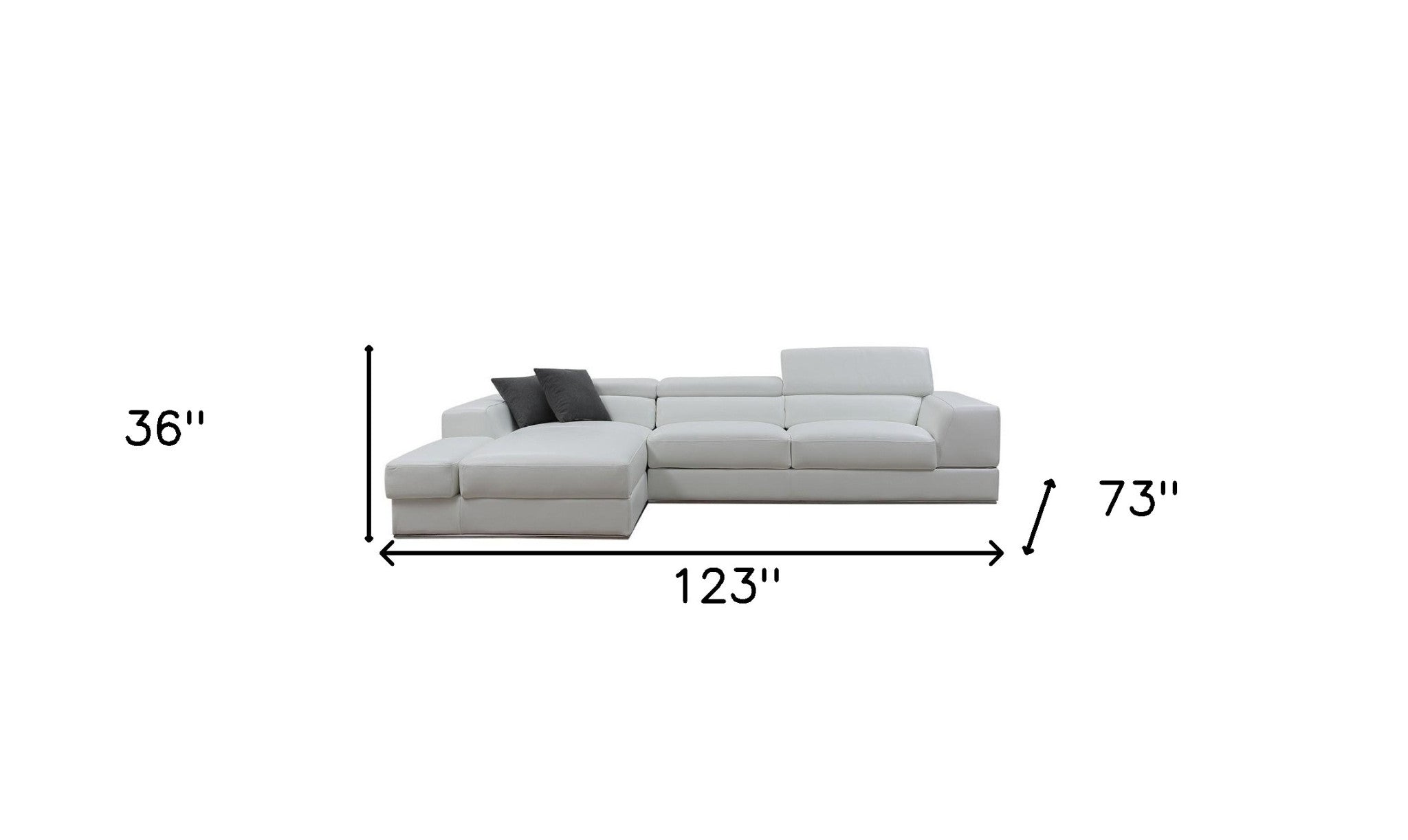 123" 2 pc. LAF White Leather Sectional Sofa