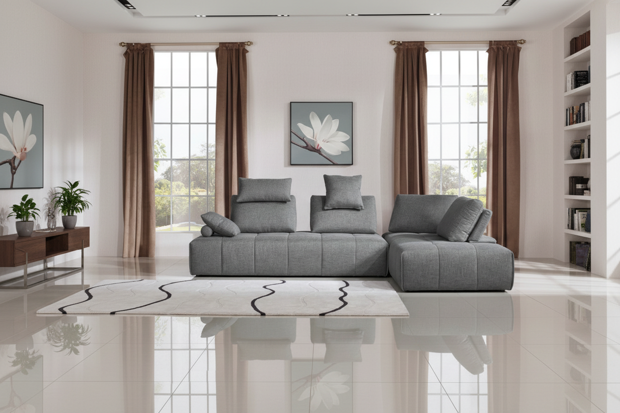 124" Gray Modular Sectional Sofa