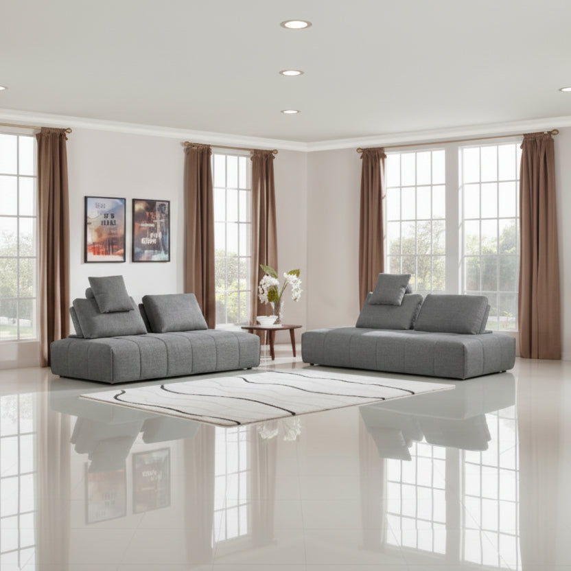 124" Gray Modular Sectional Sofa