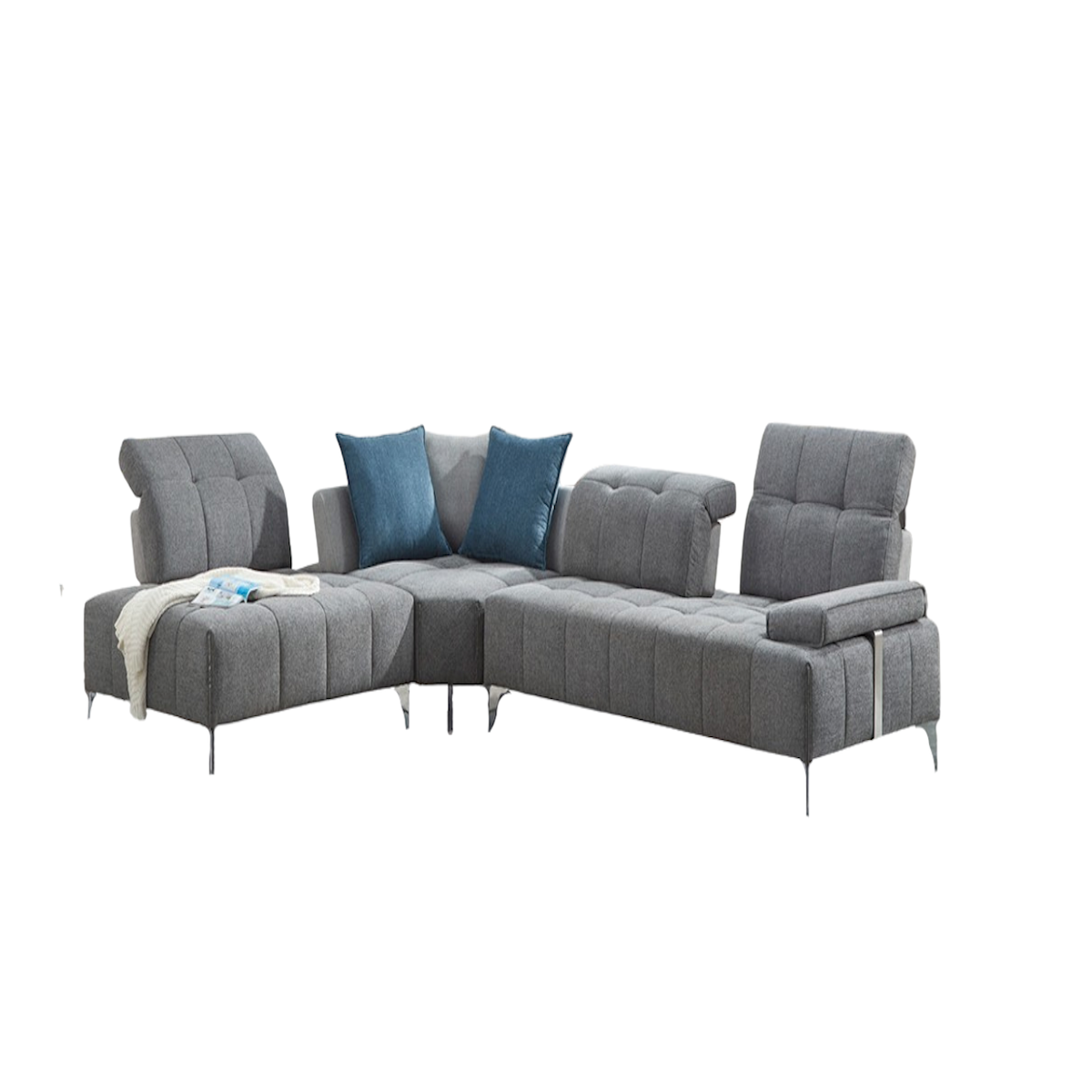 130" 3 pc. L-Shape Gray Modular Sofa