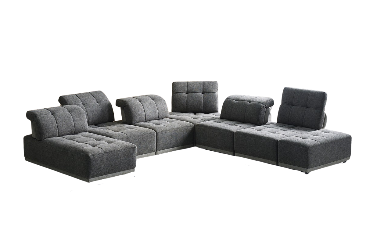 137" Gray 7 Piece Modular Sectional Sofa