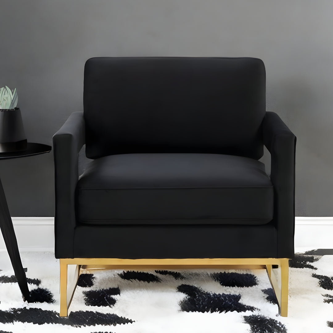 34" Square Velvet Industrial Chair
