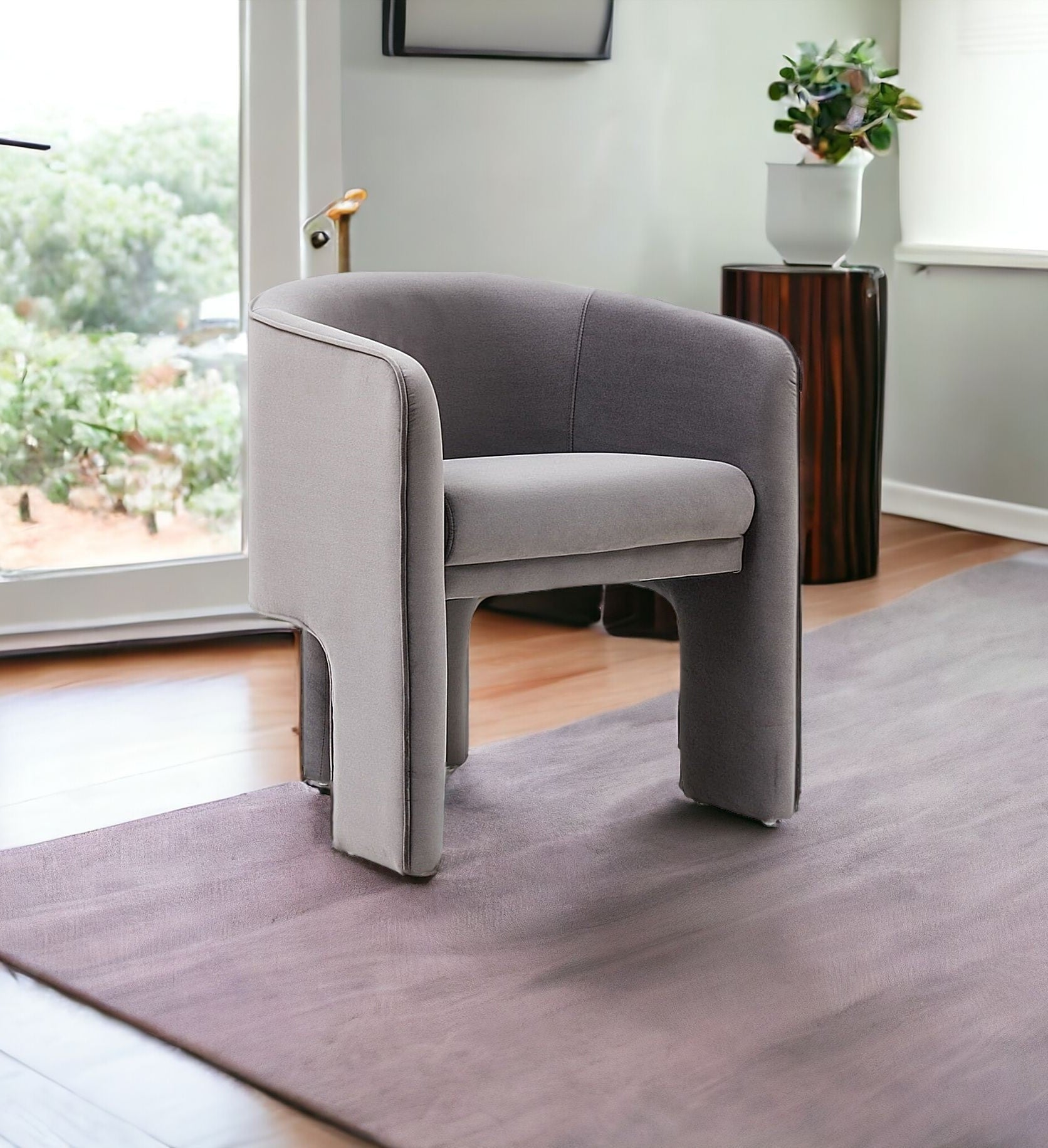 24" Modern Velvet Three-Leg Barrel Chair