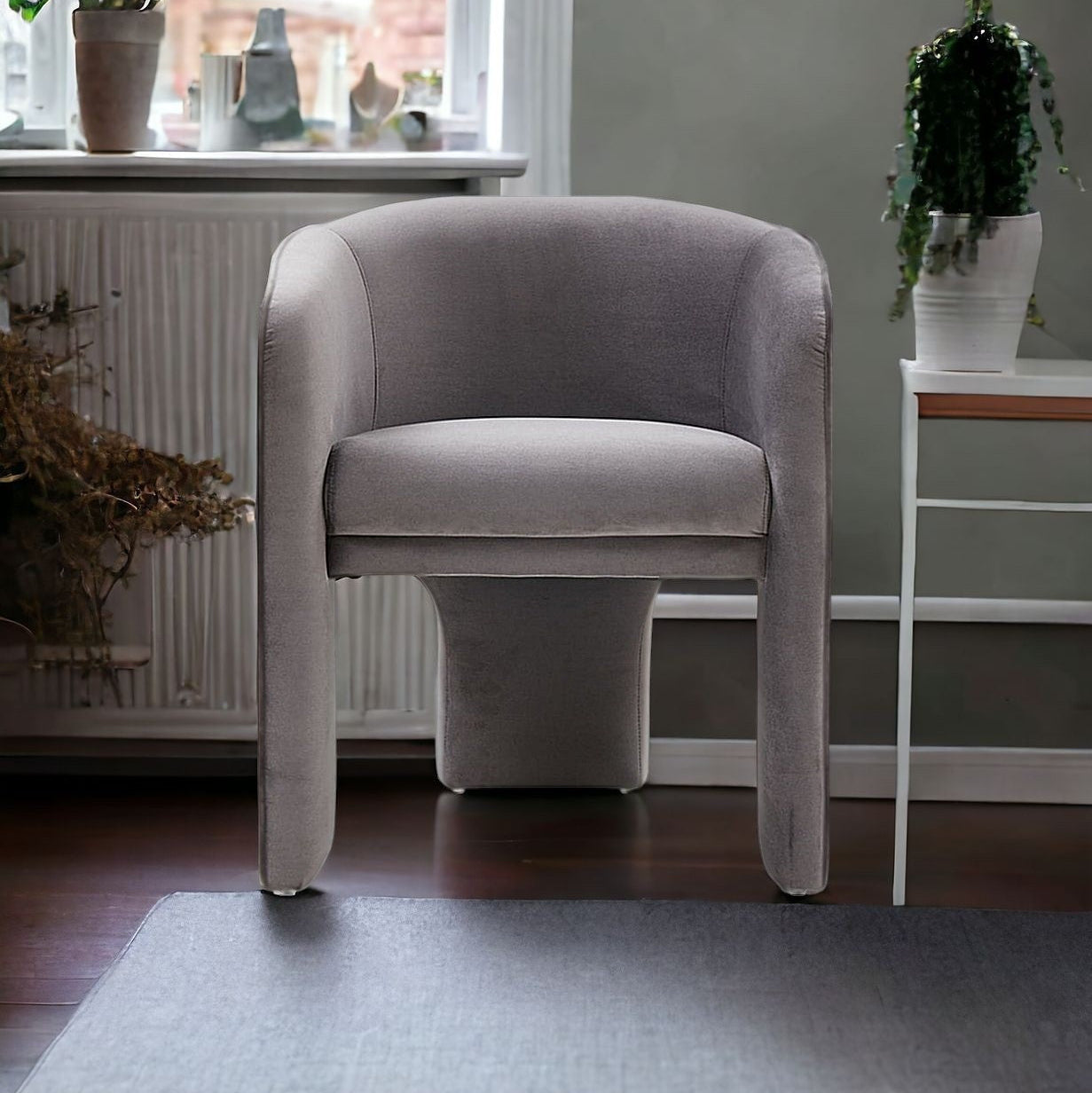 24" Modern Velvet Three-Leg Barrel Chair
