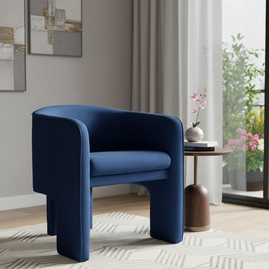 24" Modern Velvet Three-Leg Barrel Chair