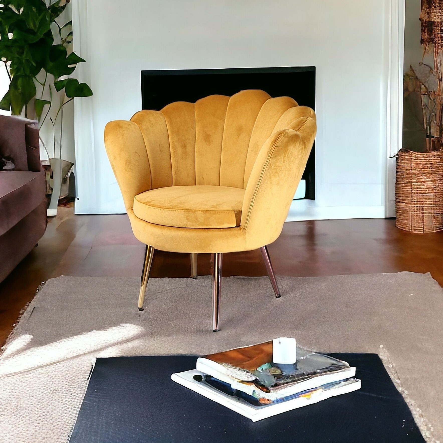 32" Yellow Seashell Barrel Chair