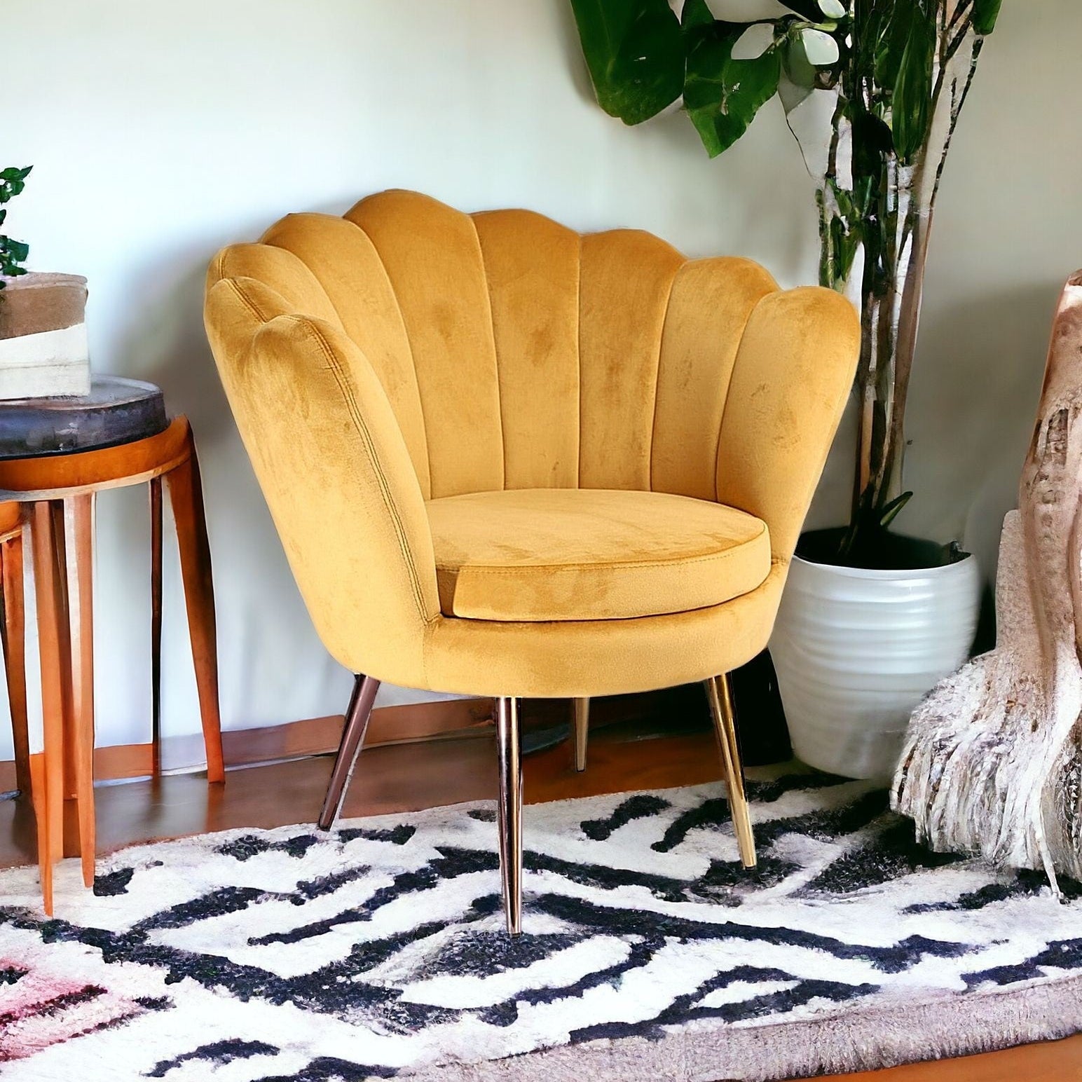 32" Yellow Seashell Barrel Chair