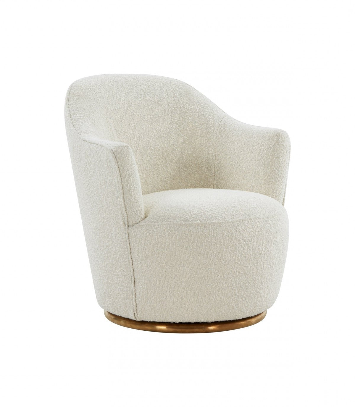 29" Modern Sherpa Cream & Gold Swivel Chair