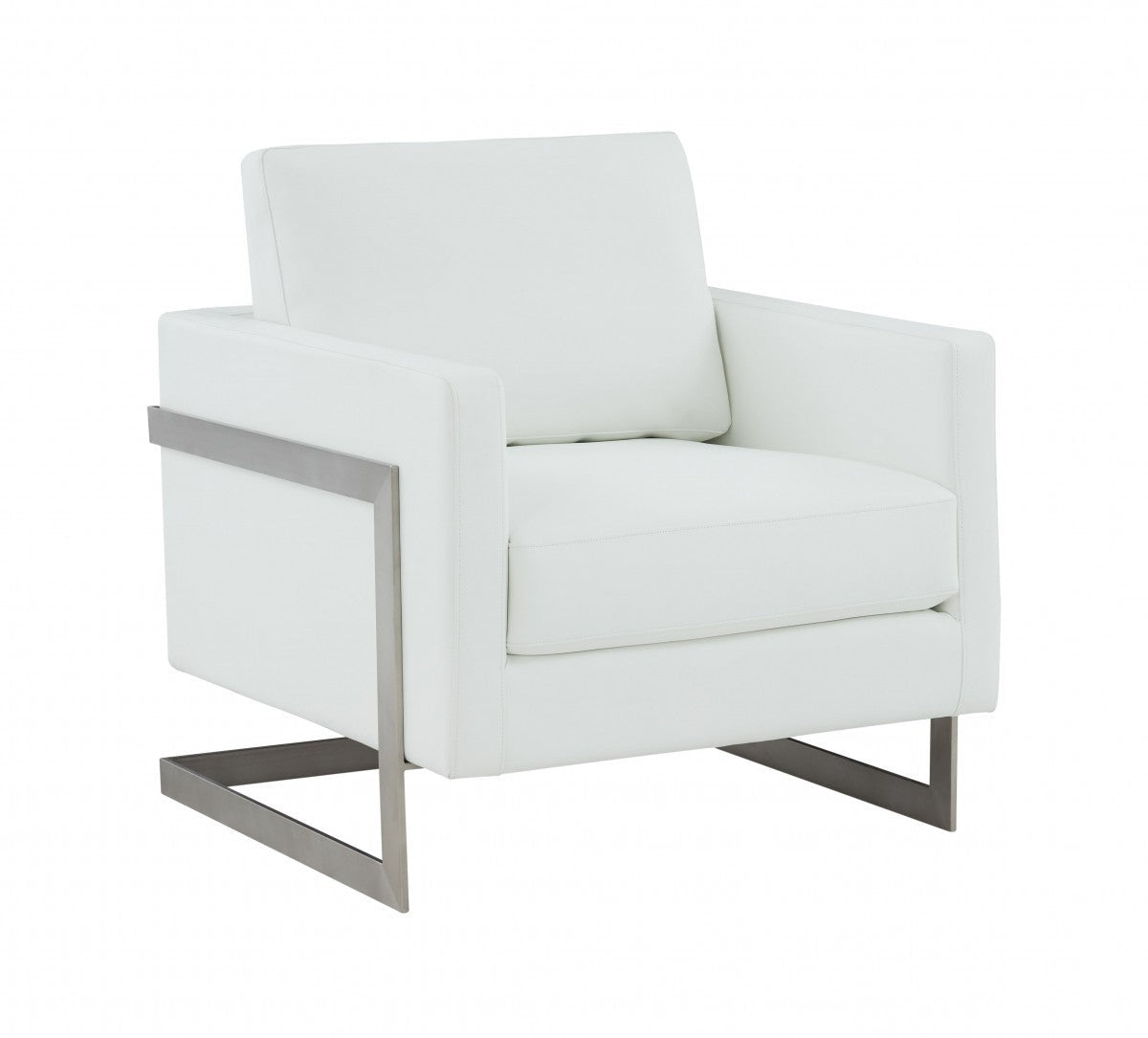 31" White Faux Leather Accent Chair
