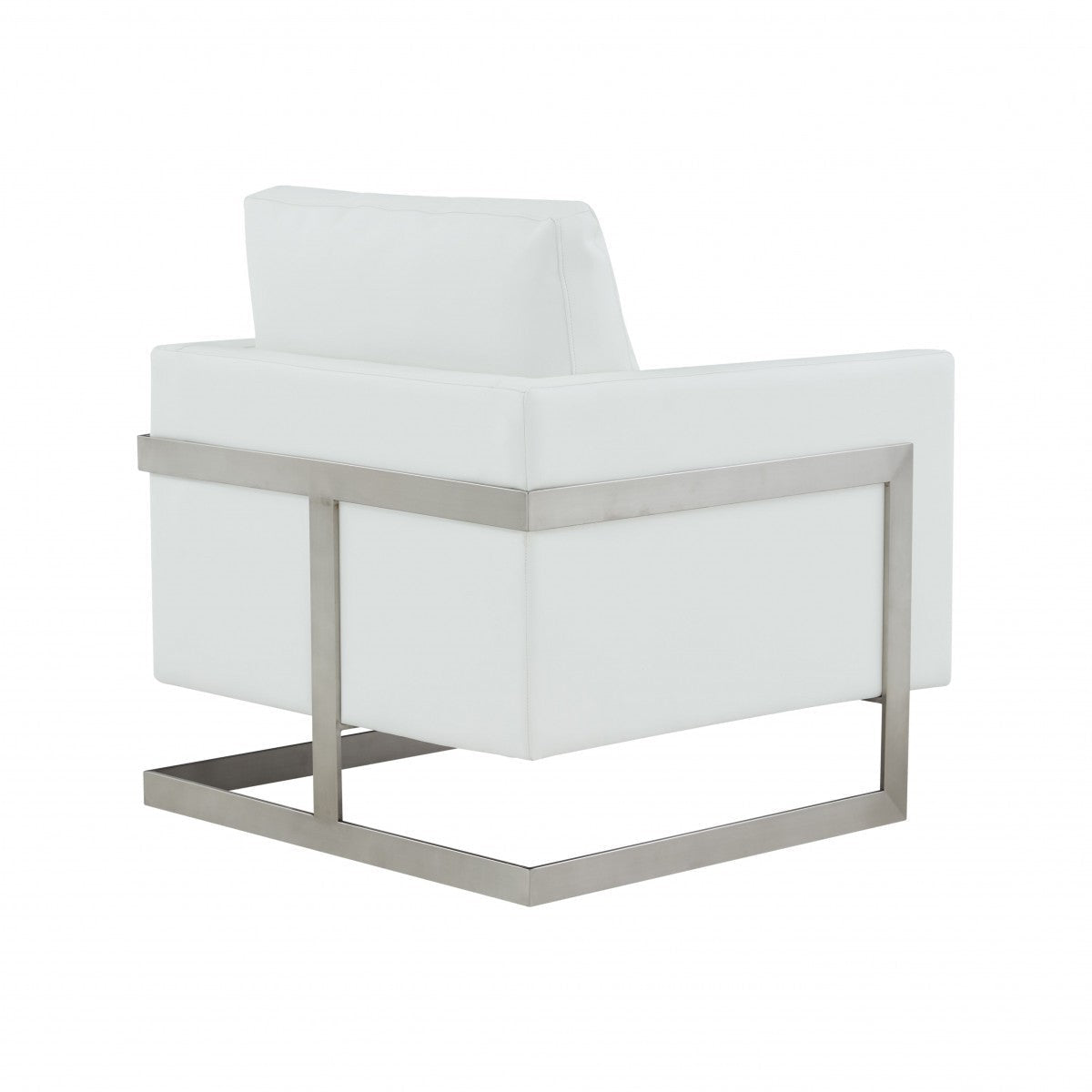 31" White Faux Leather Accent Chair