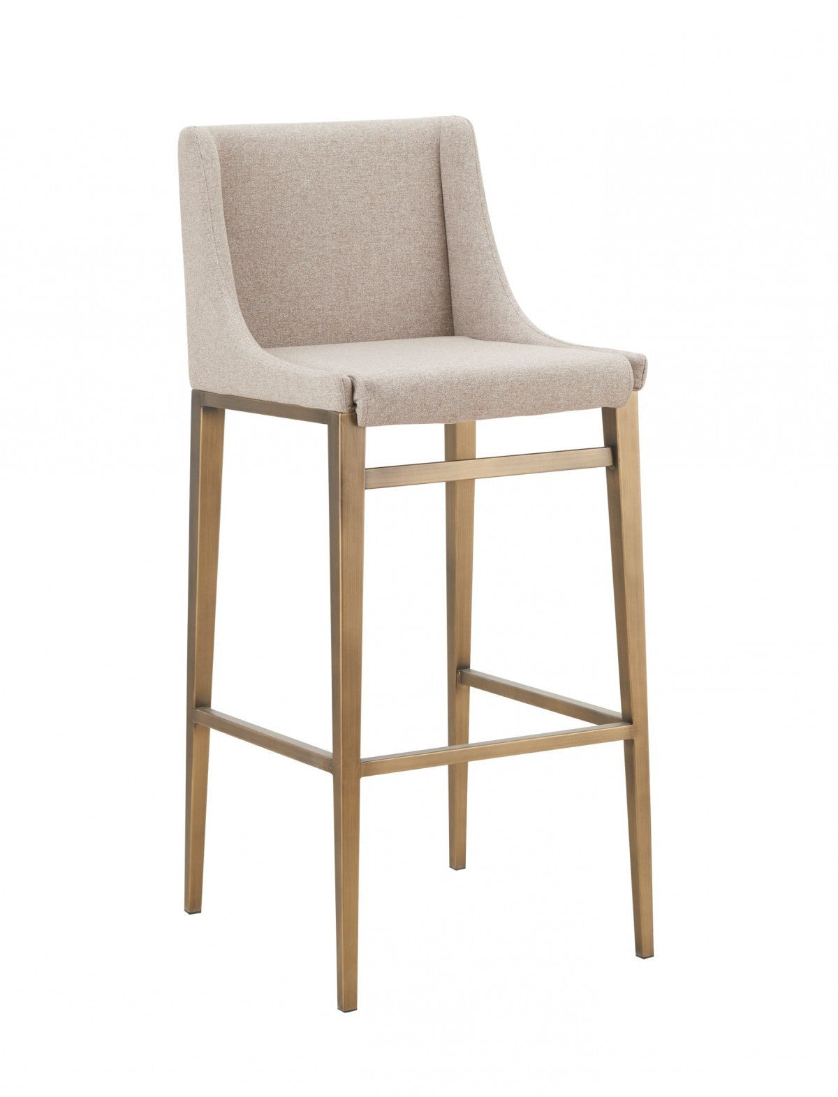 Set of Two 40" Beige and Gold Full Back Contemporary Bar Chair