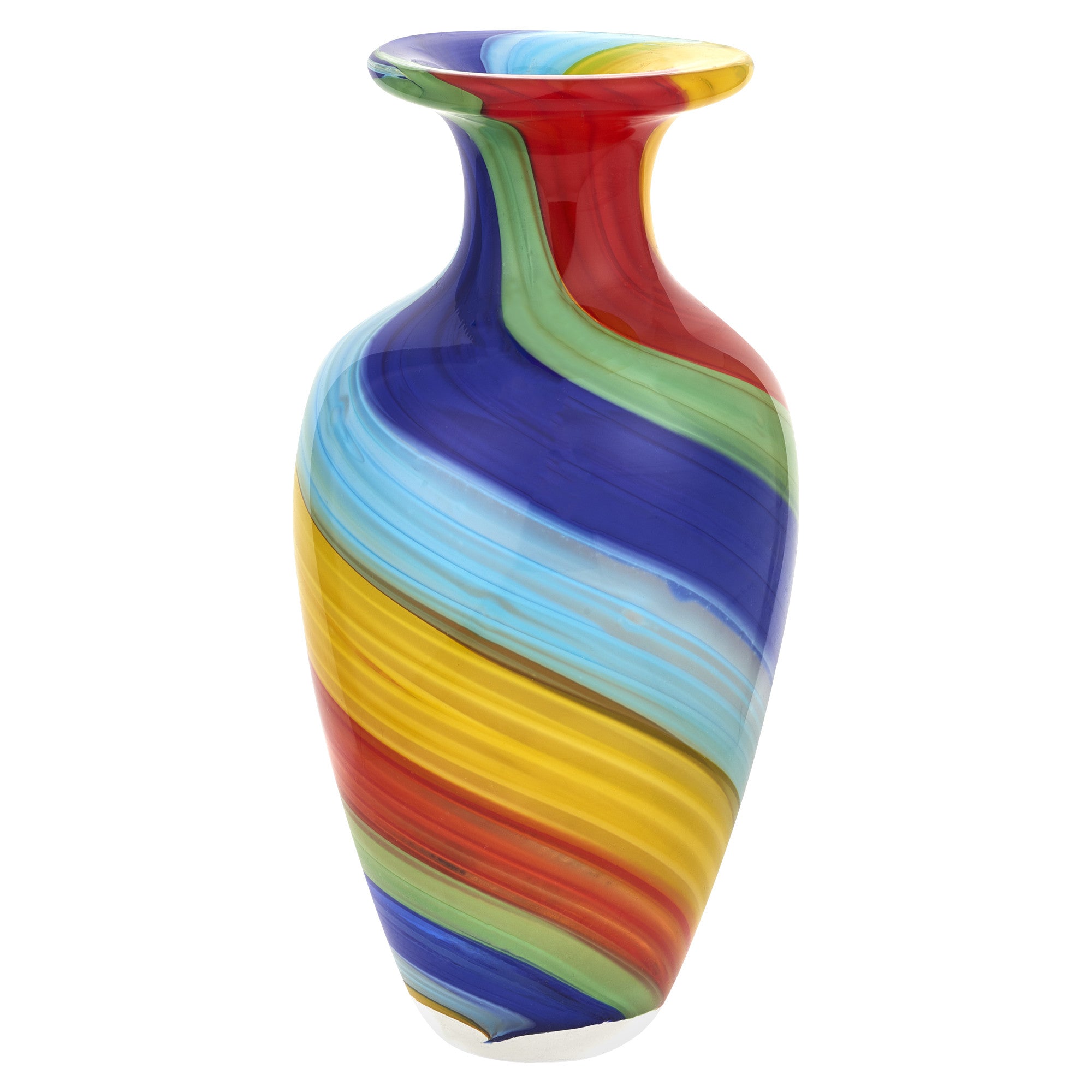 10" Rainbow Murano Style Handcrafted Watertight Vase