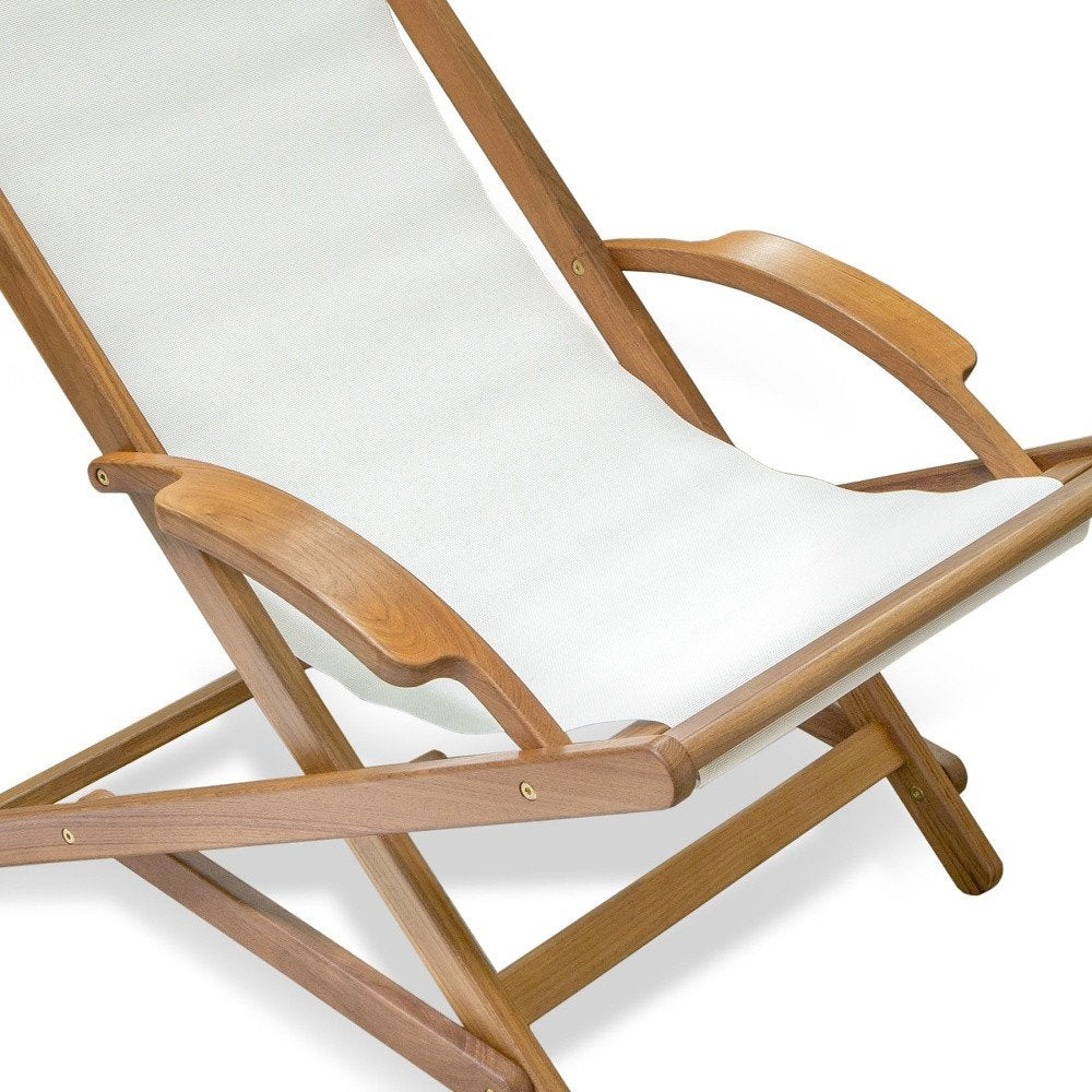 27" White Solid Wood Outdoor Lounge Chair