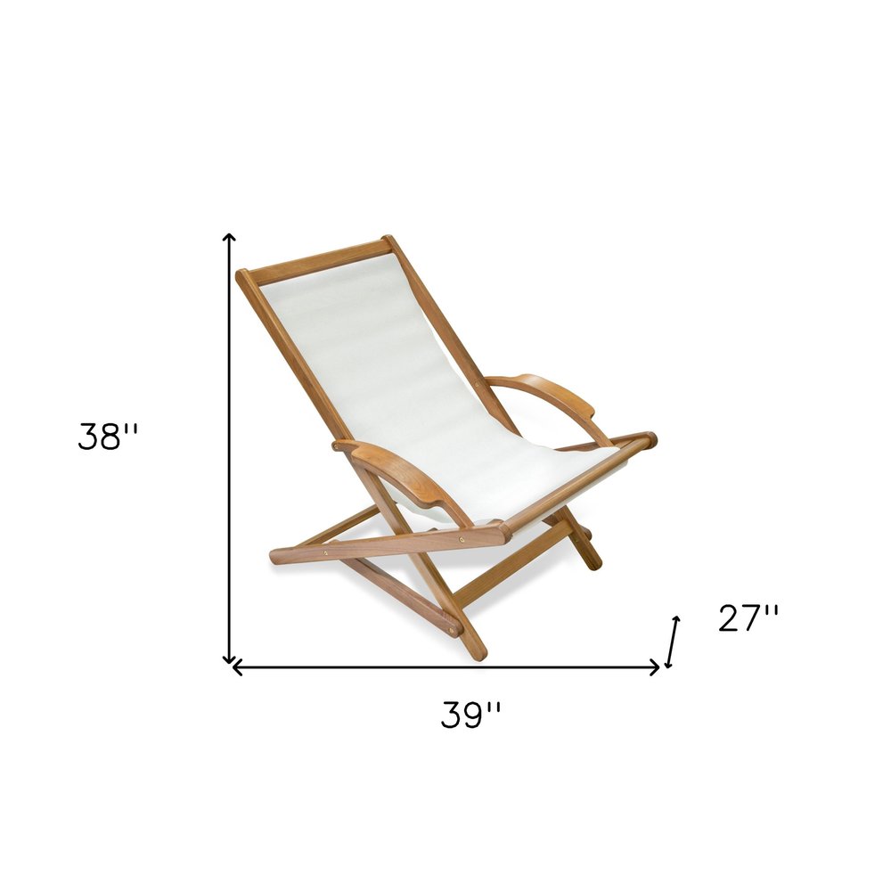 27" White Solid Wood Outdoor Lounge Chair