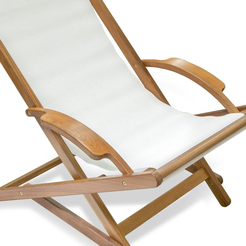 27" White Solid Wood Outdoor Lounge Chair