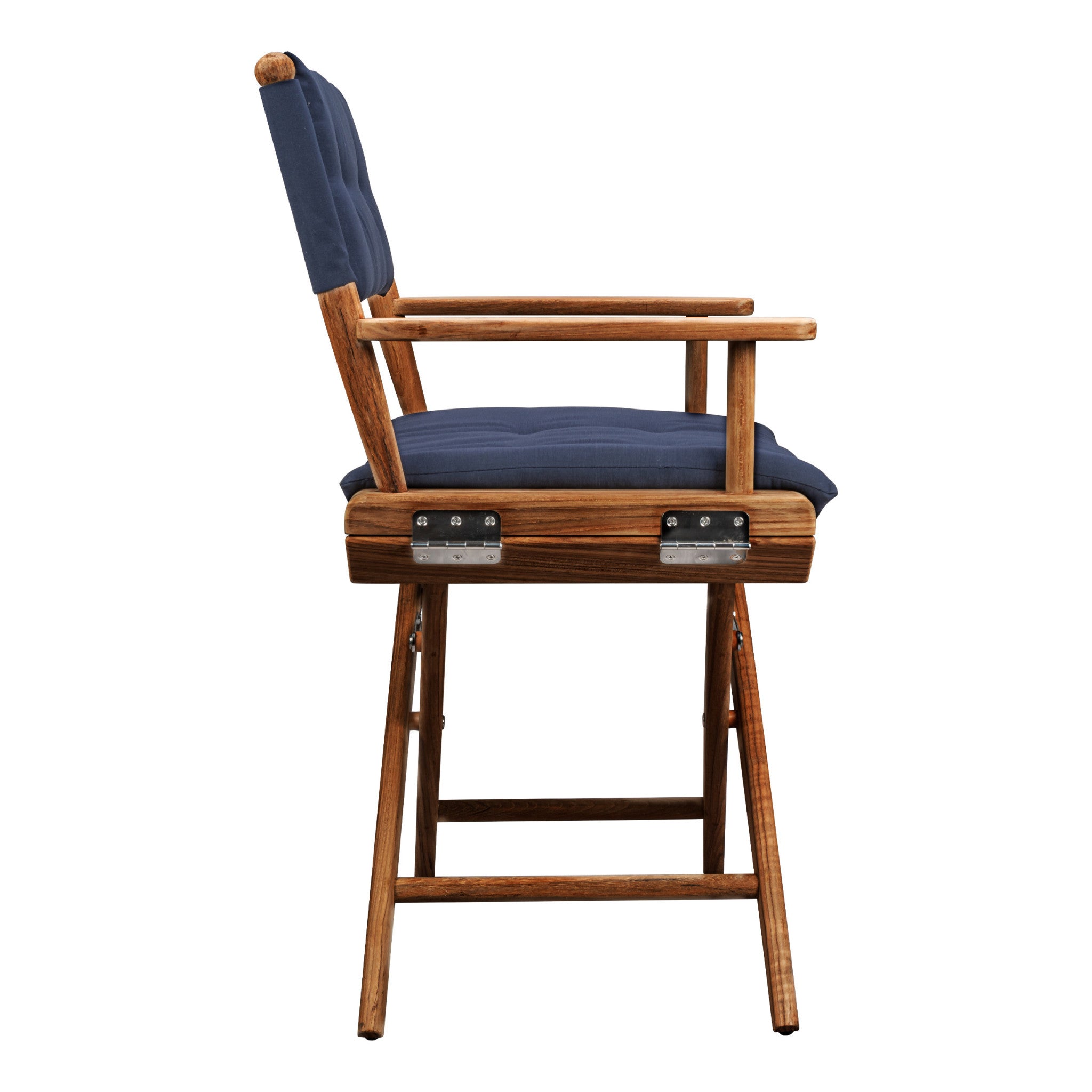 23" Navy Blue and Brown Outdoor Director Chair