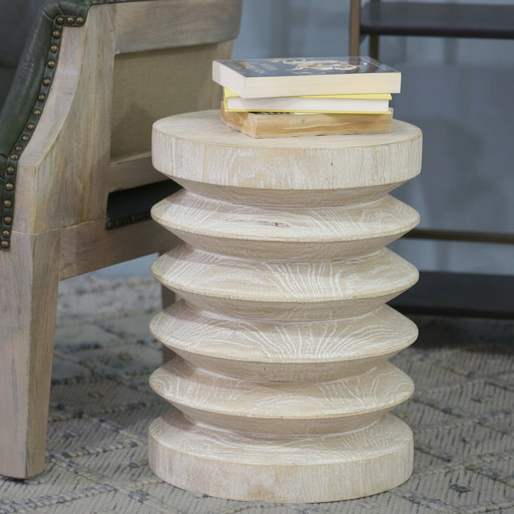 18" White Wood Spring End Table